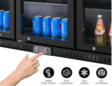 Vitlife Three Hinge Door Backbar Cooler - VBBT338H
