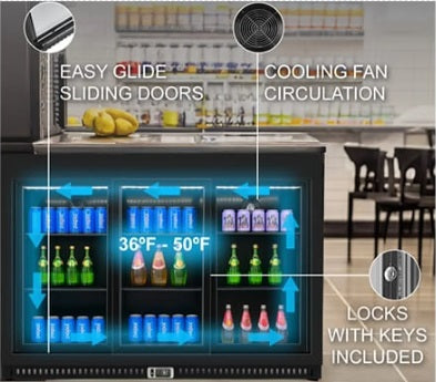 Vitlife Three Sliding Door Backbar Cooler - VBBT338S