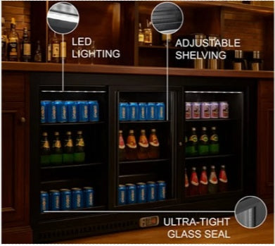 Vitlife Three Sliding Door Backbar Cooler - VBBT338S