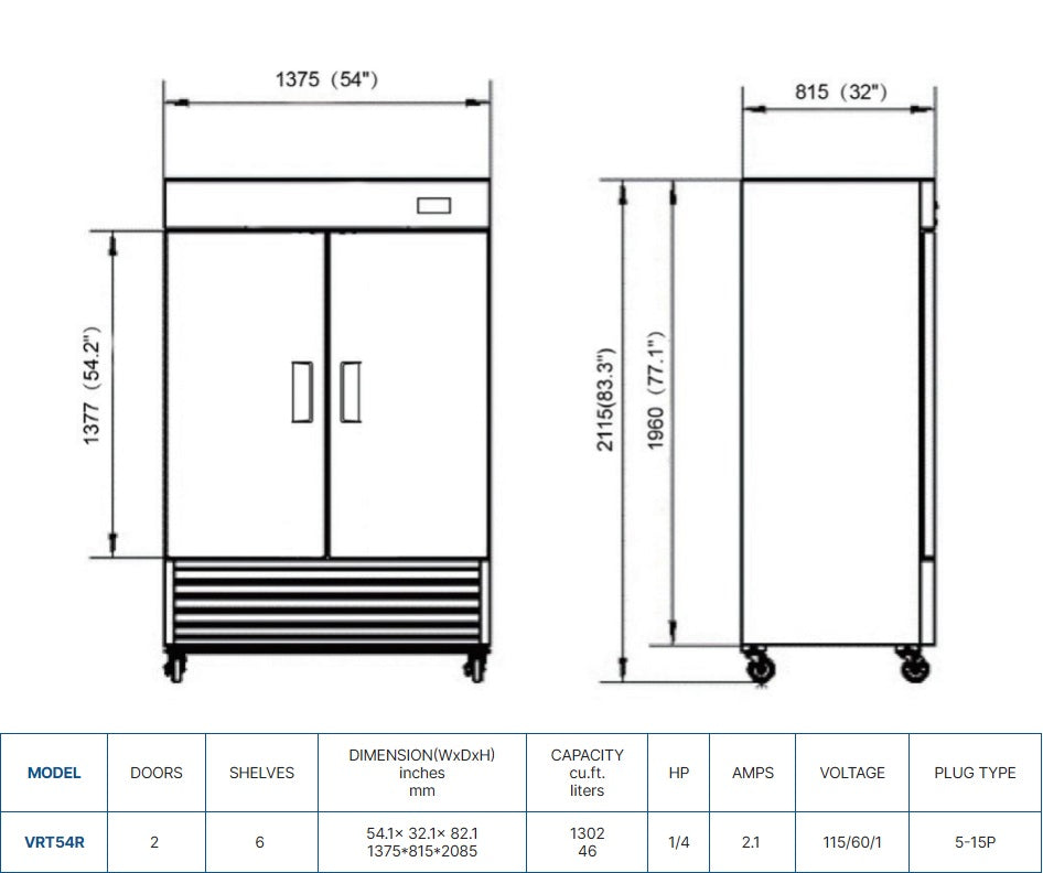 Vitlife Top Mounted Solid Double Door Refrigerator - VRT54R