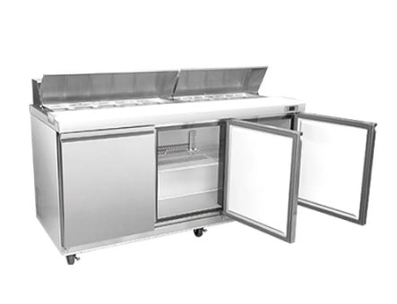 Vitlife Sandwich/Salad Prep Table - Three Door Mega Top - VSP72M