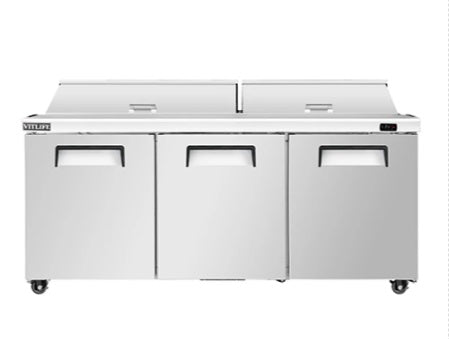 Vitlife Sandwich/Salad Prep Table - Three Door Mega Top - VSP72M