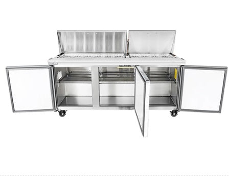 Vitlife Sandwich/Salad Prep Table - Three Door Mega Top - VSP72M