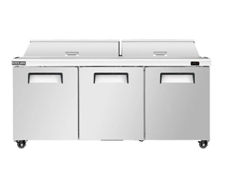 Vitlife Sandwich/Salad Prep Table - Three Door Standard Top - VSP72